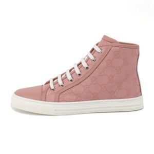 Gucci GG High Top Canvas and Leather Sneakers 35.5
